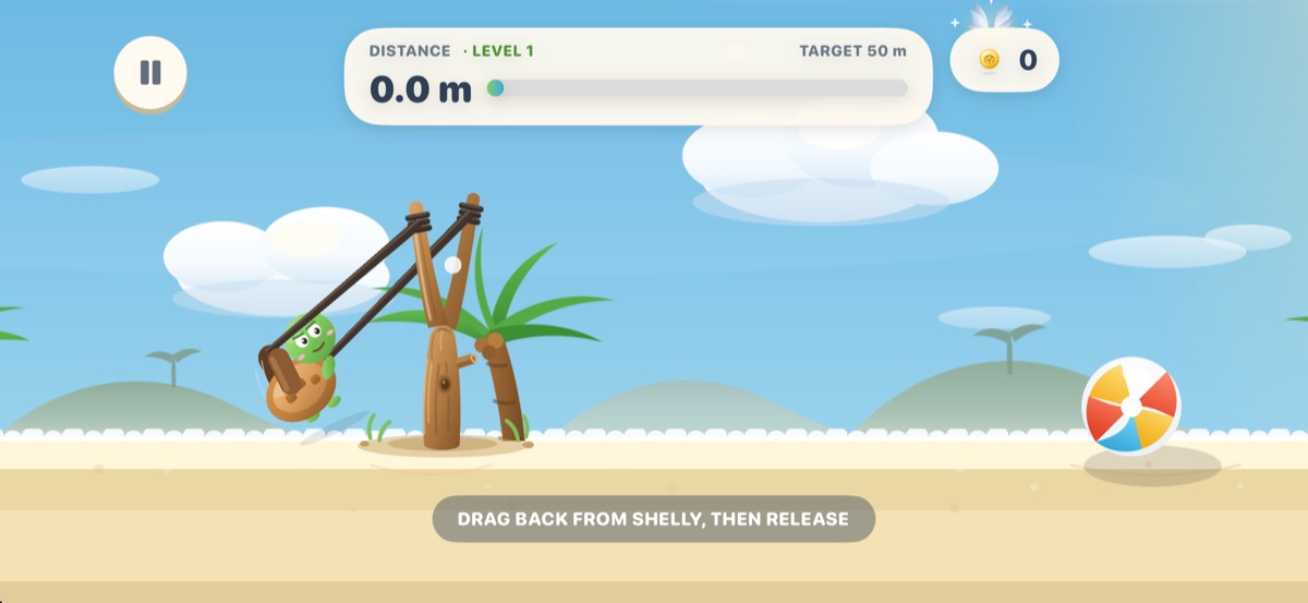 Shelly pulled back in the slingshot, ready to launch