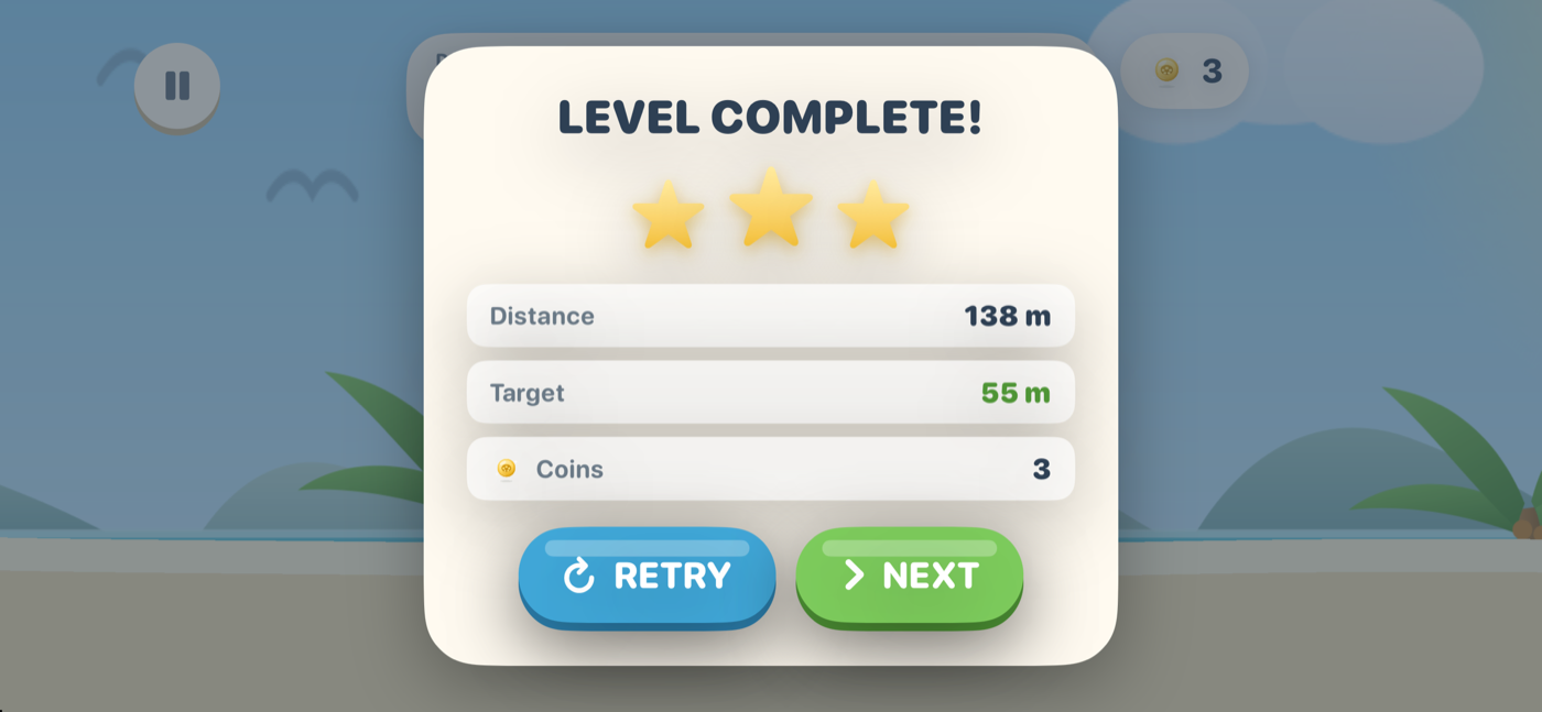 Level complete with three stars